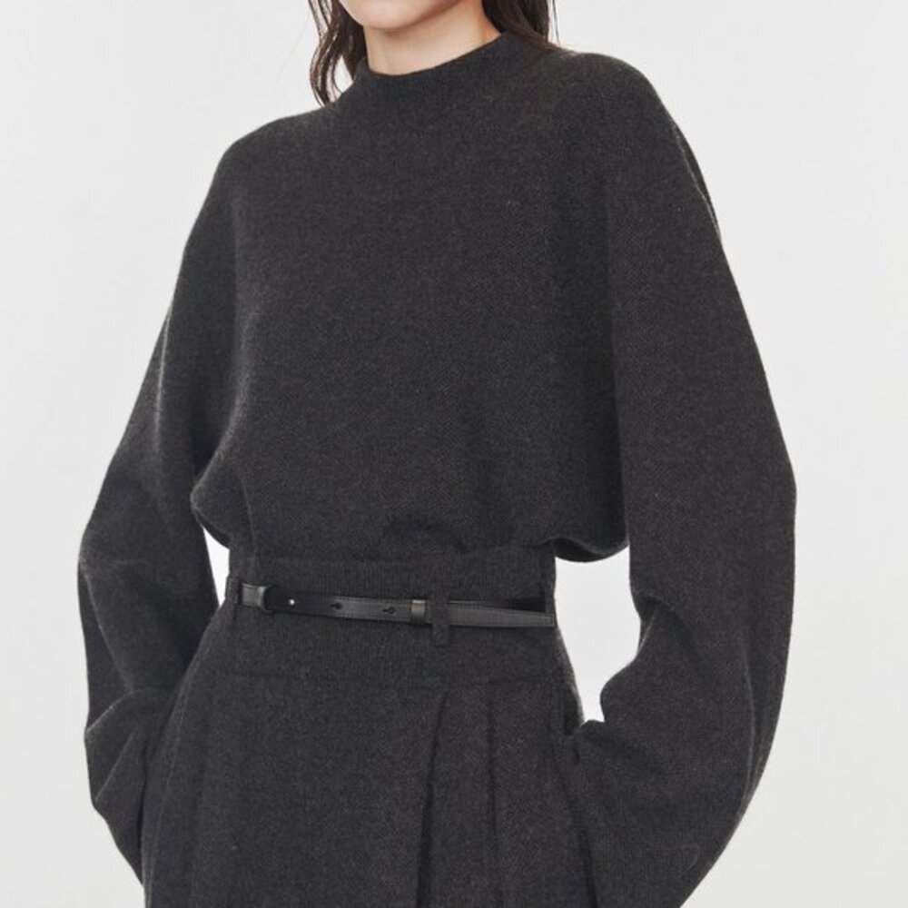 CHICJOC Women 100% Cashmere Knit Loose-Fit Sweater in dark grey size 36